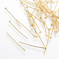 Golden Jewelry Findings, Cadmium Free & Lead Free, Iron Flat Head Pins, Golden, 30x0.75~0.8mm, about 6600~6700pcs/1000g
