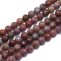 Strawberry Quartz Natural Strawberry Quartz Beads Strands, Round, Faceted(128 Facets), 8mm, Hole: 1.2mm, about 49pcs/Strand, 15.16 inch(38.5cm)