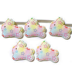 Разноцветный 10 шт. Кабошоны из смолы, кролик, красочный, 31x34 мм, 10 шт / комплект