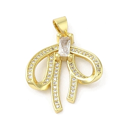 Настоящее золото 18K Стойка металлическая латунная микропрофилированная кубическая циркония подвески, бантом, долговечный, без кадмия и без свинца, реальный 18 k позолоченный, 24.5x20.5x4 мм, отверстие : 4x3 мм