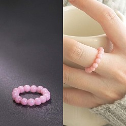 Родохрозит Эластичные кольца из натурального родохрозита, круглые, бусины : 4 мм, внутренний диаметр: регулируемый