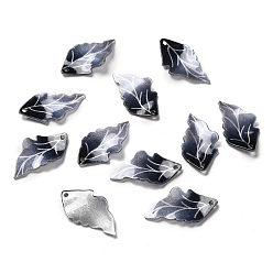 Midnight Blue Acrylic Pendants, Leaf, Midnight Blue, 26~27x14~15x2~3mm, Hole: 1~1.4mm