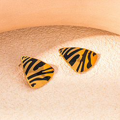 Золотой Треугольный леопардовый принт 304 серьги-гвоздики из нержавеющей стали, золотые, 25x30 мм