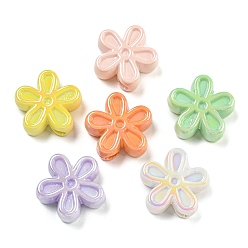 (52) Непрозрачная лаванда Переливающиеся акриловые бусины с УФ-покрытием, цветок, разноцветные, 23x24x9 мм, отверстие : 2.5 мм