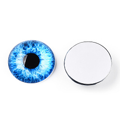 Темно-Голубой Кабошоны из стекла, полукруглый с глазом, глубокое синее небо, 20x6.5 мм