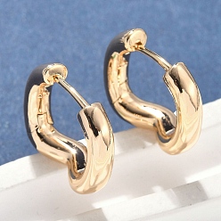 Настоящее золото 18K Латунные серьги обруча, реальный 18 k позолоченный, 15x18x6 мм