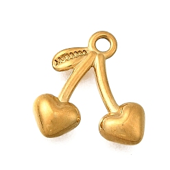 Вишня 304 прелести нержавеющей стали, ионное покрытие (ip), золотые, вишня, 11x10.5x3 мм, отверстие : 1.2 мм