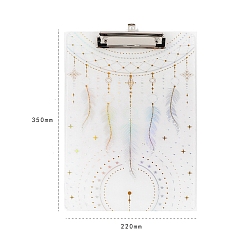 Feather Acrylic Clipboards, Standard Clip Hardboard, for Classroom & Office Use, Clear, Feather, 350x220mm