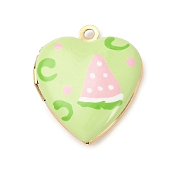 Арбуз 304 подвески-медальоны из нержавеющей стали в форме сердца, с эмалью, реальный 18 k позолоченный, ионное покрытие (ip), без кадмия, без никеля и без свинца, арбуз, 22.5x19x6.5 мм, отверстие : 1.7 мм