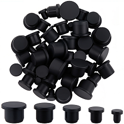 Черный 50шт 5 стили силиконовые заглушки для отверстий, вставьте заглушки в отверстия, торцевые заглушки вставок для стоек, для мебельного ограждения, круглые, чёрные, 9~18x8.5~12.5 мм, 10 шт / стиль