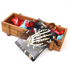 Skeleton Прямоугольные сумки из органзы на шнурке, пакеты для хранения конфет горячего тиснения, подарочный пакет на Хэллоуин, чёрные, скелет, 15x10 см