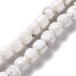 Белый Природные Говлит бисер нитей, окрашенные, граненый ромб, кубические, белые, 5x5x5 мм, отверстие : 1 мм, около 70~81 шт / нитка, 14.57~15.75'' (37~40 см)