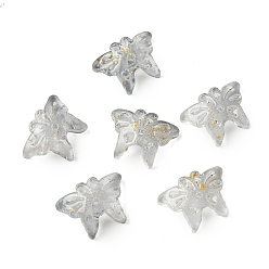 Серебро Стеклянные бусины, бабочка, с золотой порошок, серебряные, 13x17.5x3 мм, отверстие : 1.4 мм, Около 1063 шт / 1000 г
