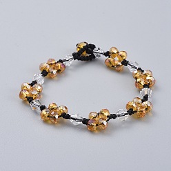 Dunkelorange (Schmuckpartys im Fabrikverkauf) handgefertigte Glasperlenarmbänder, mit Nylonfaden, facettiert, dunkelorange, 7-1/2 Zoll (19 cm)