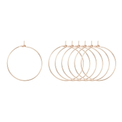 Rose Gold Ion Plating(IP) 316L Surgical Stainless Steel Hoop Earring Findings, Wine Glass Charms Findings, Rose Gold, 25x0.8mm, 20 Gauge