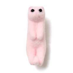 Pink Кулоны из флокированной смолы, кошка, с железной платиной петлей, розовые, 47x16x21 мм, отверстие : 2 мм