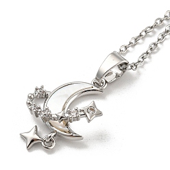 Платина Ожерелья с подвеской в виде луны из латуни с микропаве и кубическим цирконием, платина, 16.46 дюйм (41.8 см)