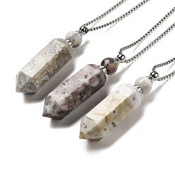 Нержавеющая Сталь Цвет Ожерелья с подвеской из натурального мексиканского агата в виде флакона духов, 304 ожерелья-цепочки из нержавеющей стали для женщин, цвет нержавеющей стали, 27.76 дюйм (70.5 см)