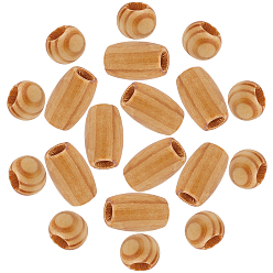 Mixed Color Pine Wood Beads, Large Hole Beads, Mixed Dyed and Undyed, Column and Rondelle, Mixed Color, 40pcs/set