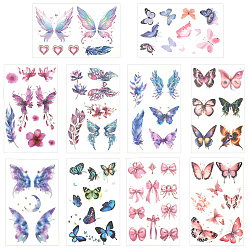 (52) Непрозрачная лаванда 10 листы 10 цвета бабочки узор блестки боди-арт татуировки, Съемные временные татуировки для домашних животных, бумажные наклейки, разноцветные, 13x8x0.03 см, 1 лист / цвет