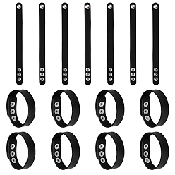 Black 15Pcs Imitation Leather Simple Plain Cord Bracelet with Alloy Buckles, Black, 8-5/8 inch(21.8cm)