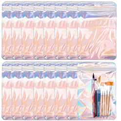 Серебро Прямоугольные лазерные полипропиленовые пакеты с застежкой-молнией, многоразовые упаковочные пакеты, серебряные, 24x16.1x0.01~0.15 см