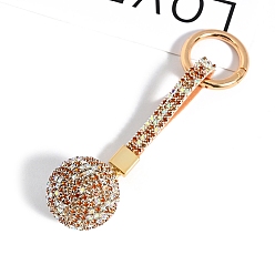 Топаз Женский брелок из искусственной кожи и стразов, круглые, топаз, 14x3.5 см