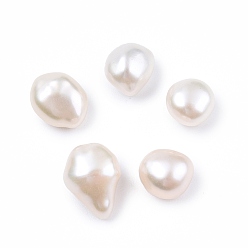 Linen Natural Baroque Keshi Pearl Beads, Freshwater Pearl Beads, No Hole, Nuggets, Linen, 6.5~10x6.5~8x6.5~8mm