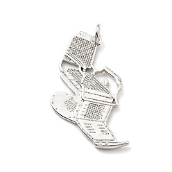 Платина Латунные подвески, с целью перехода в кольце, без кадмия и без свинца, стул, платина, 30x18x1.5 мм