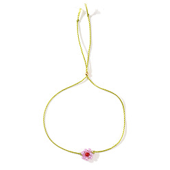 Бледно-Розовый Браслеты-слайдеры из стеклянных бусин с подвесками в виде ромашек, полиэстеровые украшения для женщин, розовый жемчуг, 11.02 дюйм (28 см)