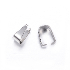Stainless Steel Color Tarnish Resistant 201 Stainless Steel Snap on Bails, Stainless Steel Color, 10x9x5mm