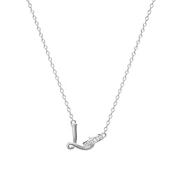 Letter L 304 ожерелья с подвесками из нержавеющей стали и стразами, цвет нержавеющей стали, Письмо L, 17.72 дюйм (45 см)