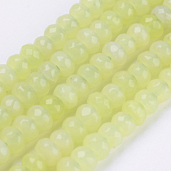 Лимонный Нефрит Натуральные нефритовые бусины, цвет лимона , граненые, рондель, 4~4.5x2~2.5 мм, отверстие : 1 мм, около 150 шт / нитка, 15.1 дюйм ~ 15.3 дюйм (38.5~39 см)