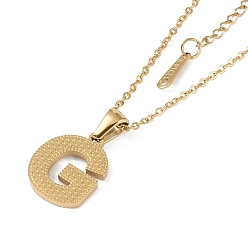 Letter G Ion Plating(IP) Initial Letter 304 Stainless Steel Pendant Necklaces, Real 18K Gold Plated, Letter G, 15.87 inch(40.3cm), Pendant: about 17x13.5mm