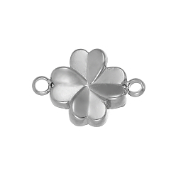 Нержавеющая Сталь Цвет 304 Соединительные звенья из нержавеющей стали, клевер очарование, цвет нержавеющей стали, 10x14 мм