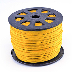 Gold Faux Suede Cords, Faux Suede Lace, Gold, 1/8 inch(3mm)x1.5mm, about 100yards/roll(91.44m/roll), 300 feet/roll