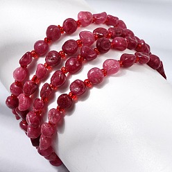 Pierre De Lune Bracelets en perles de pierre de lune naturelle teintées, bracelets élastiques, diamètre intérieur: 2.17 pouce (5.5 cm), perle: 4.5~13x4~8.5x3~6 mm