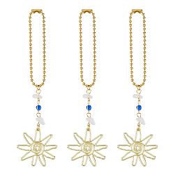 Золотой 3Подвесные украшения из сплава шт., с кварцевым кристаллом и цепочками из смолы и железных шариков, золотые, 135 мм, 3 шт / комплект