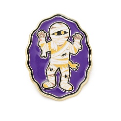 Индиго Эмалевые булавки для мумии, булавки для лацканов из сплава для одежды рюкзака, овальные, индиговые, 40x29 мм