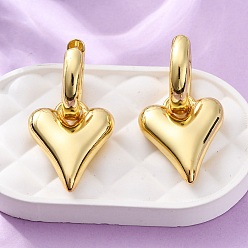 Золотой Серьги-кольца из латуни в форме сердца, без кадмия и без свинца, стойки покрытие, долговечный, золотые, 38x20 мм