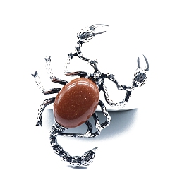 Камень с Пылевым Золотом Синтетические голдстоуновские большие подвески, Подвески в виде скорпиона из старинного серебряного сплава, 51x38 мм