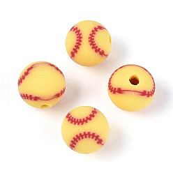 Золотистый Бусины из полимерной глины , бейсбол, золотые, 8 мм, отверстие : 1.8~2 мм