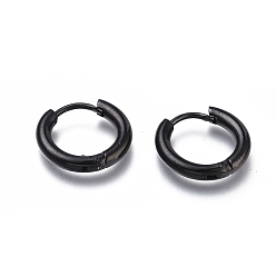 Gunmetal 304 Stainless Steel Huggie Hoop Earrings, Hypoallergenic Earrings, Thick Hoop Earrings, Ring, Gunmetal, 10 Gauge, 14.5x14x2.5mm, Pin: 1mm