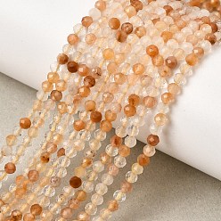 Rutilated Quartz Natural Yellow Rabbit Hair Rutilated Quartz Beads Strands, Faceted Round, 3mm, Hole: 0.6mm, about 141~143pcs/strand, 15.39''~15.47''(39.1~39.3cm)
