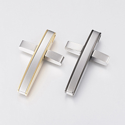 (52) Непрозрачная лаванда 304 подвески из нержавеющей стали, Подвески с большими отверстиями, крестик, разноцветные, 38x24x6 мм, отверстие : 5x3 мм