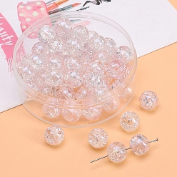 Pink 20прозрачные стеклянные бусины с кракле, круглые, розовые, 10 мм, отверстие : 1.5 мм