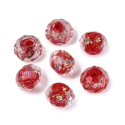 FireBrick Handmade Foil Glass Beads, Rondelle, Faceted, FireBrick, 10x7~8mm, Hole: 1~1.6mm