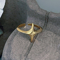 Золотой Манжета из латуни в форме звезды с открытыми кольцами, золотые, внутренний диаметр: регулируемый