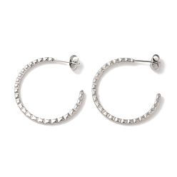 Нержавеющая Сталь Цвет Не тускнеющие 304 серьги-гвоздики из нержавеющей стали в форме буквы С для женщин, цвет нержавеющей стали, 30x1.5 мм