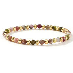 Турмалин Натуральный турмалин бисером браслеты простирания, составные браслеты для женщин, круглые, 6.89 дюйм (17.5 см)